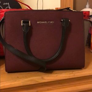 Michael Kors Selma Merlot block satchel